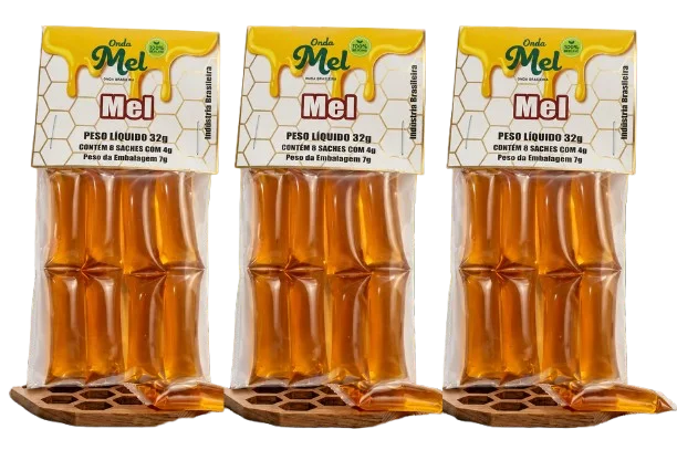 Kit 3 Blister Mel Puro Sachê Onda Mel 32g
